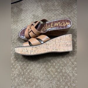 Sam Edelman Raynere Leather Wedge Platform Sandals.